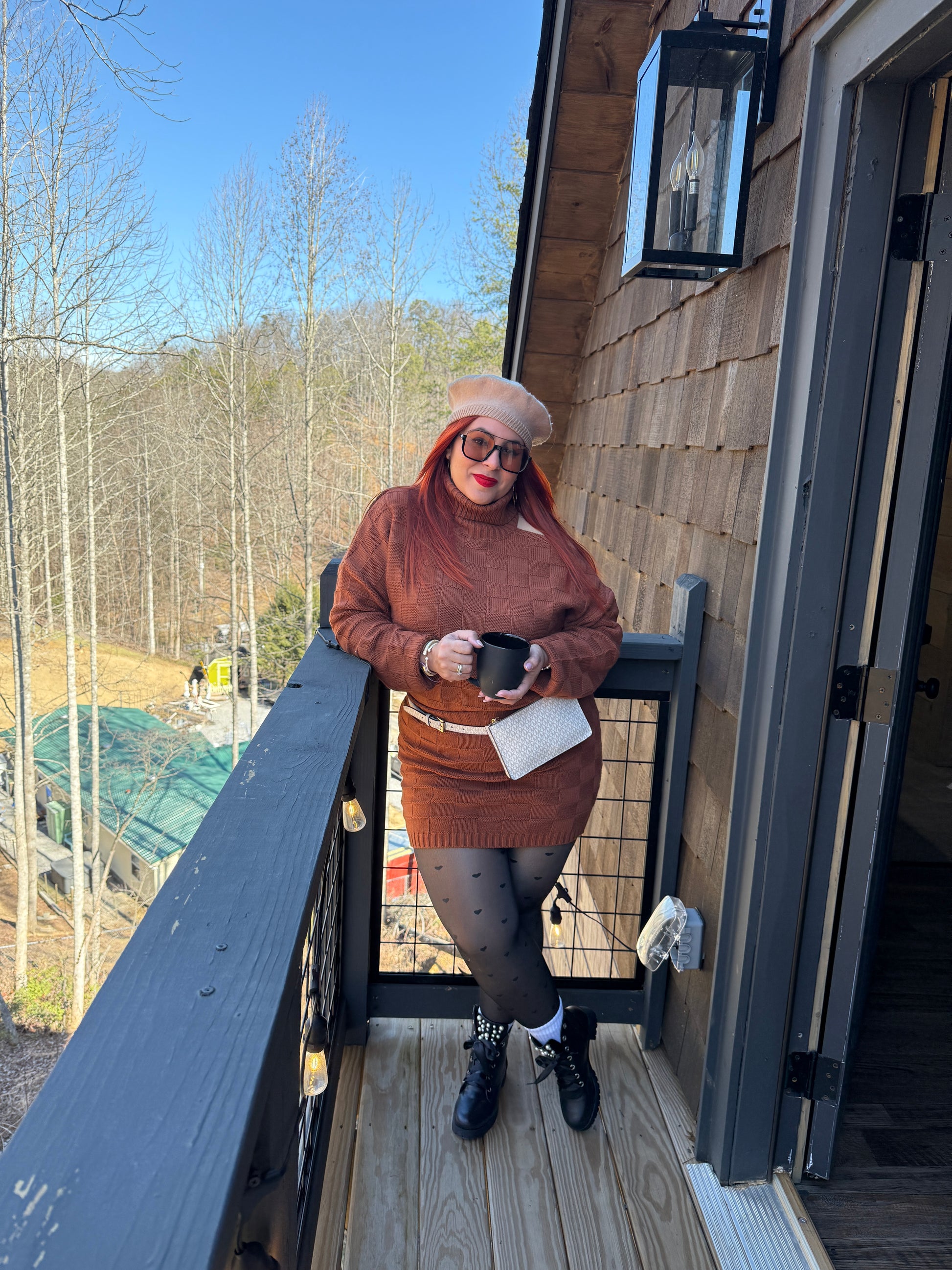 Chocolate sweater and skirt