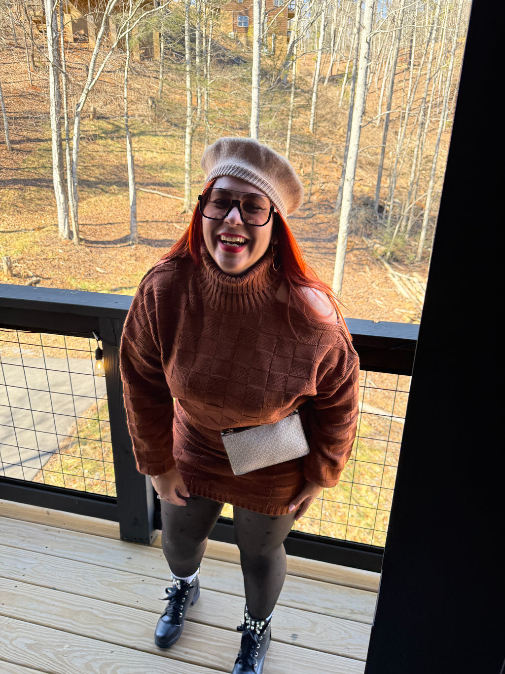 Chocolate sweater and skirt