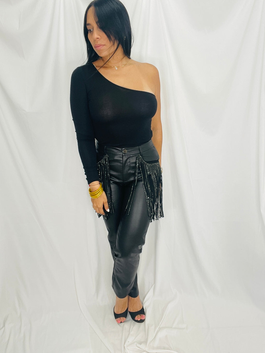 Leather western fringe pants