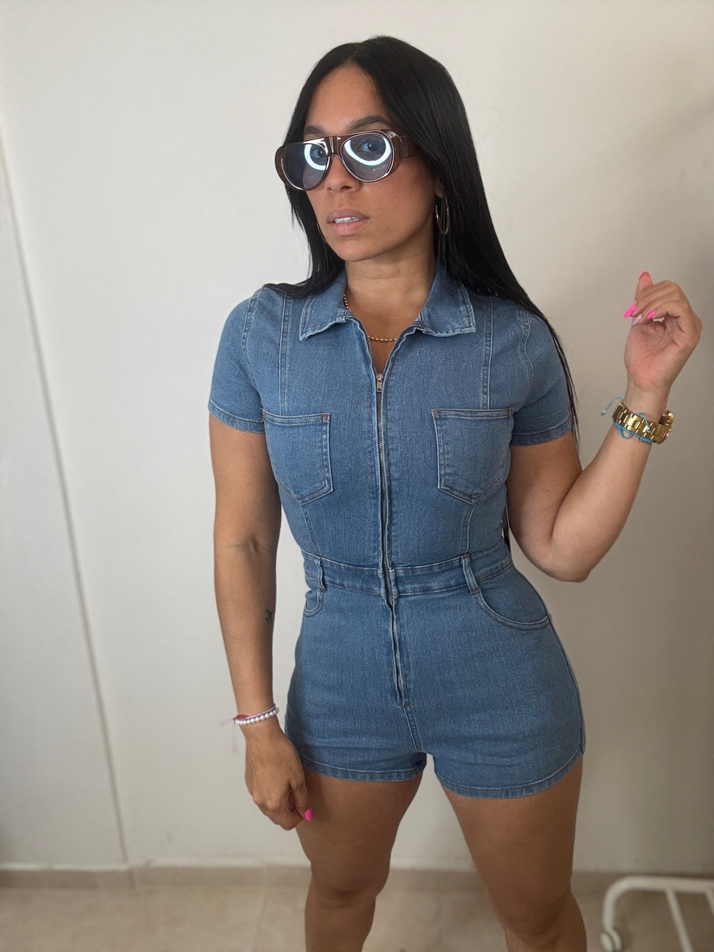 Denim romper