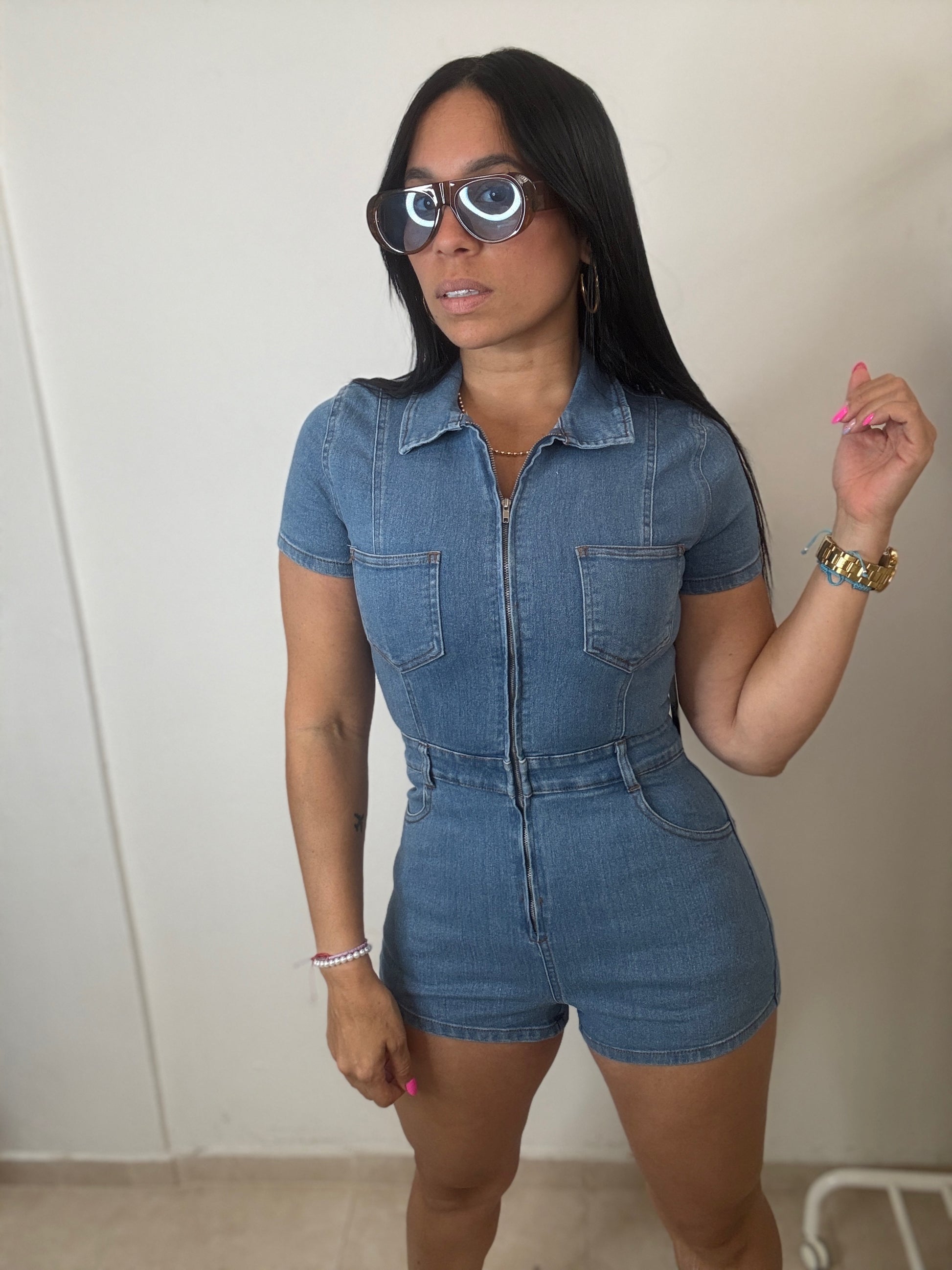 Denim romper