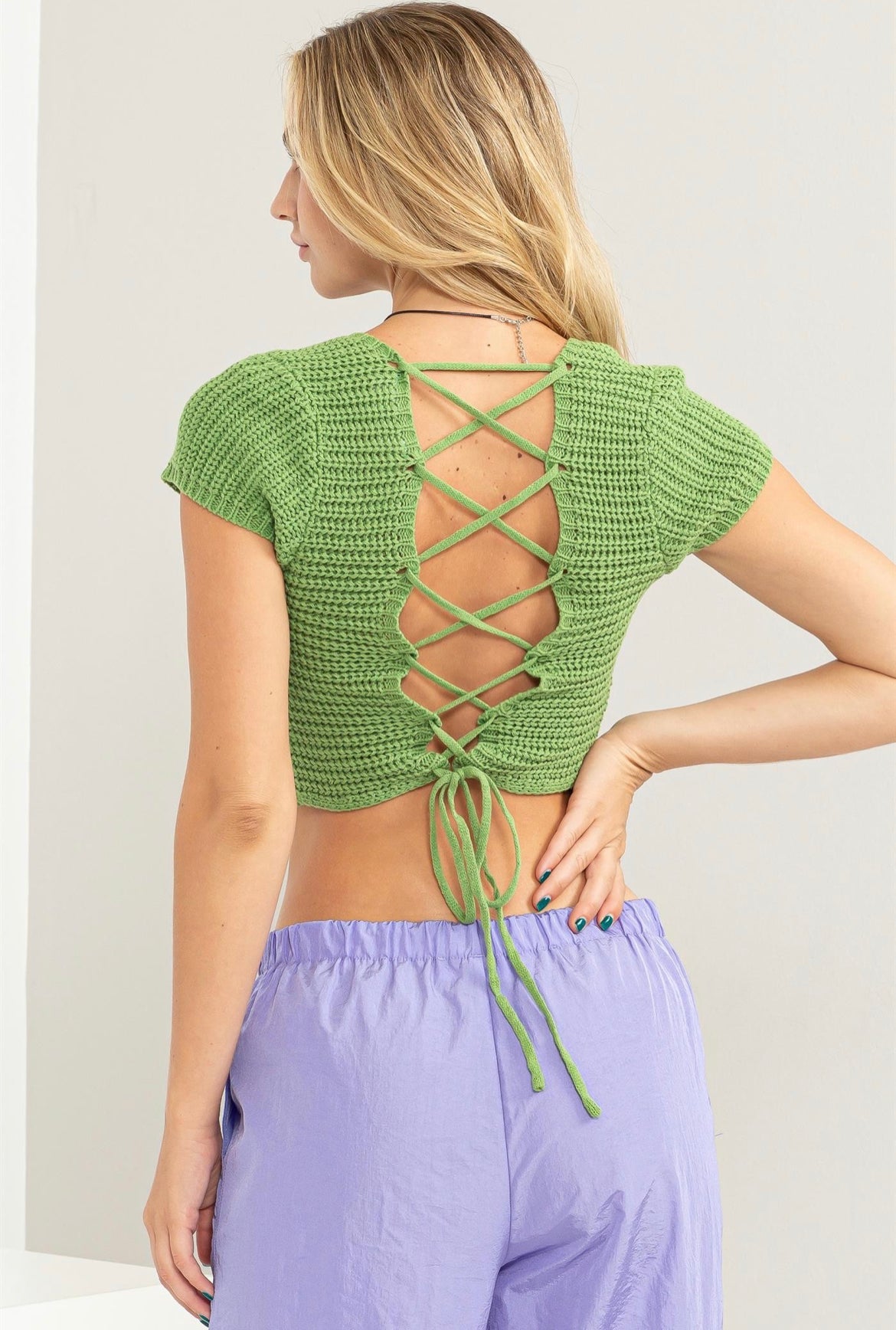 Olive Crochet Top