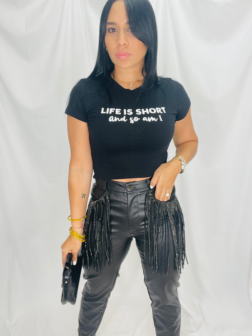 Leather western fringe pants
