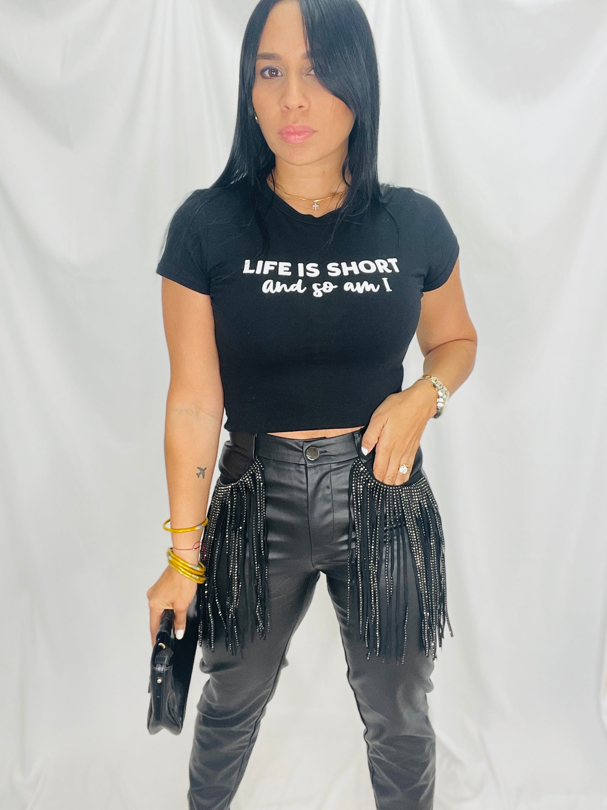 Leather western fringe pants