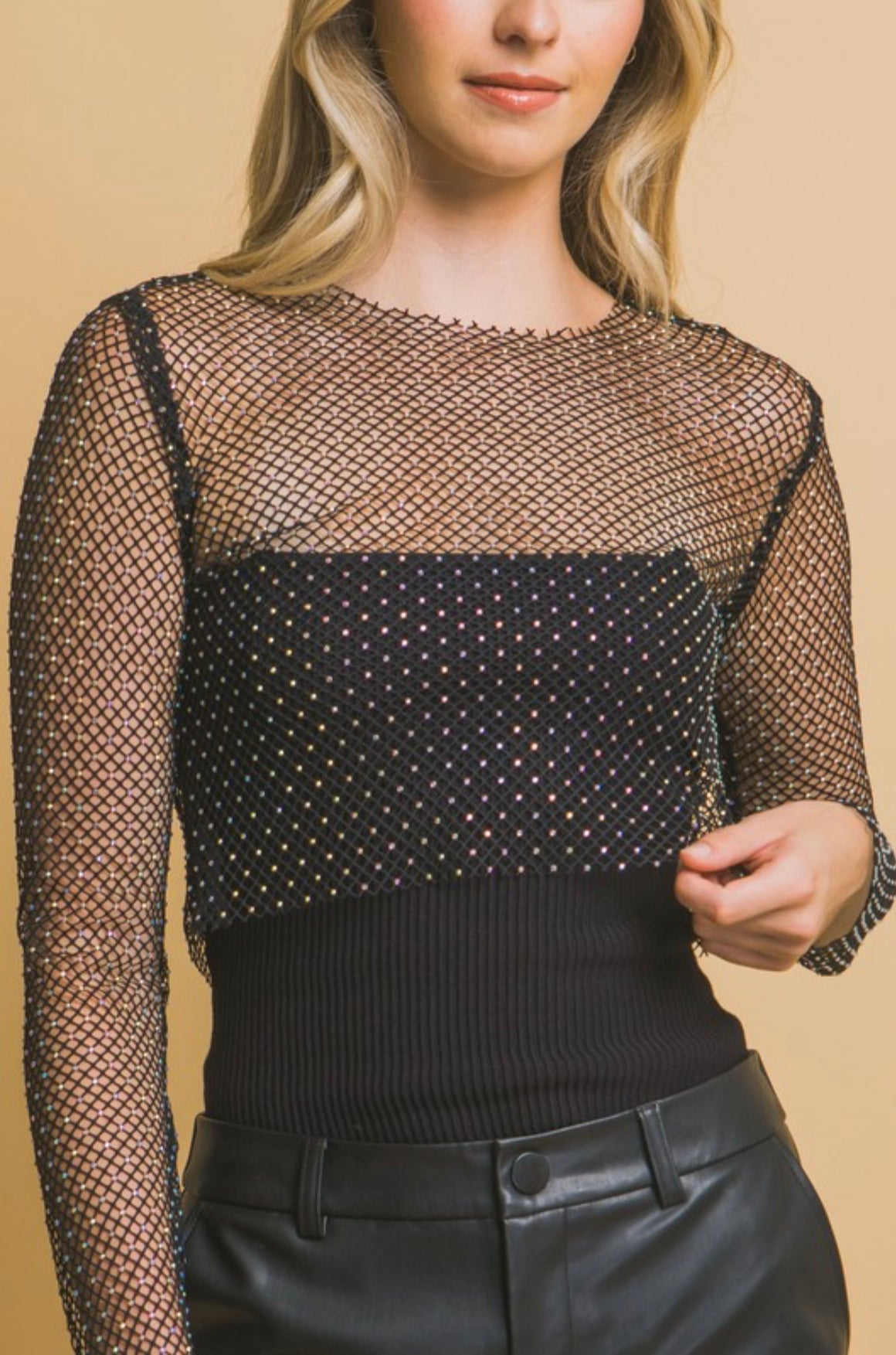 Rhinestone mesh Top